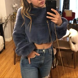 Lovers&friends faux fur cropped sweater